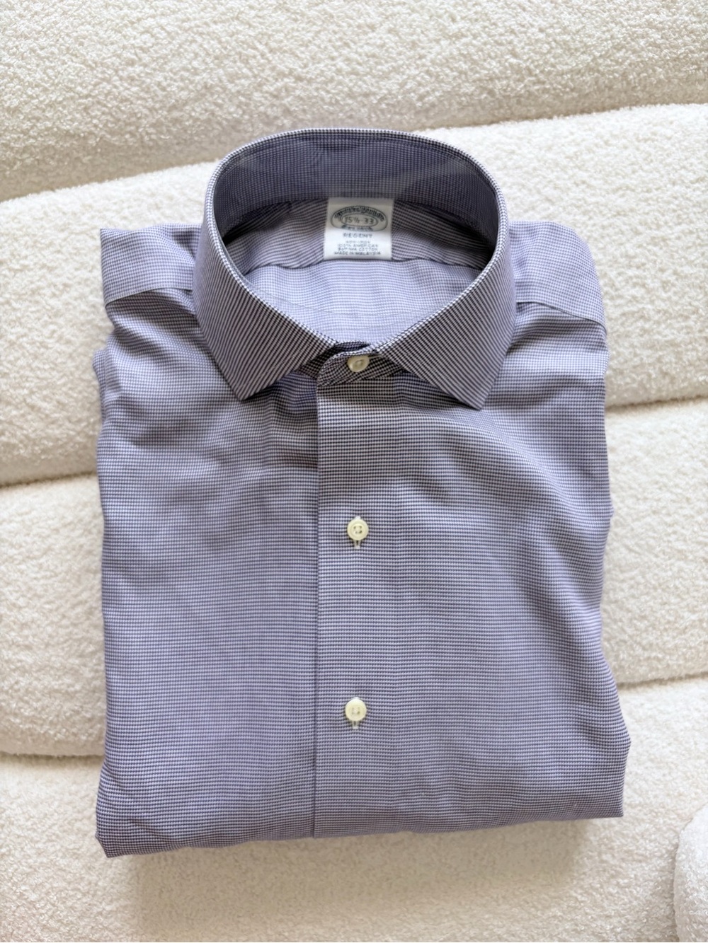 Brooks Brothers Regent Dress Shirt Micro Check Blue Purple 15.5-33 - Picture 4 of 4